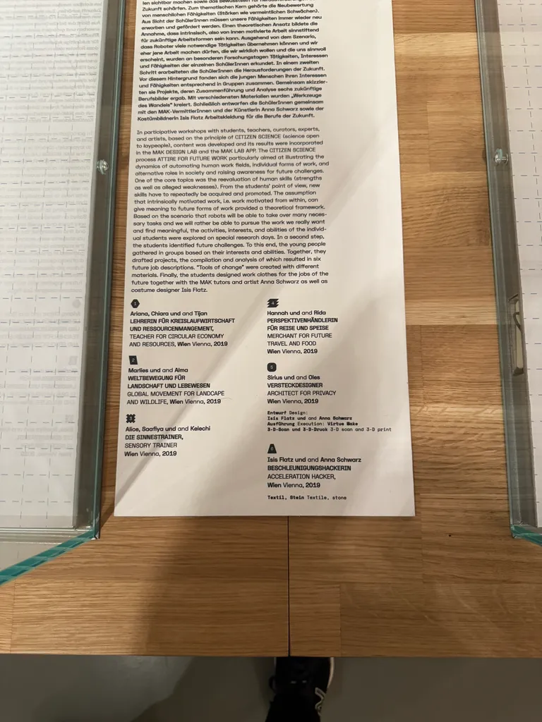 The MAK: caption for figures of jobs of the future