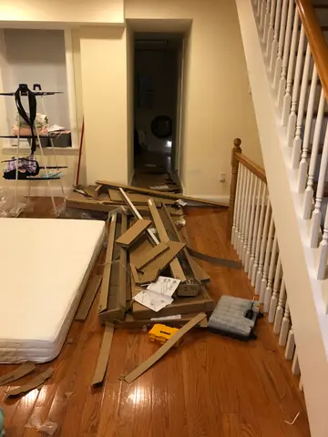 the boxes the new bed came in