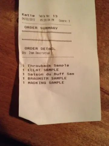 my beer list at Victory