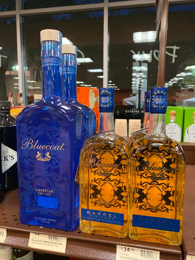 enormous bottle of Bluecoat