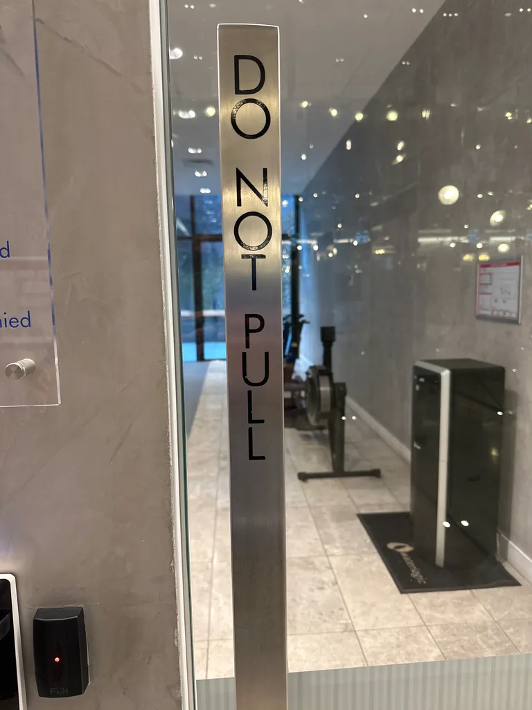 hotel gym door sign