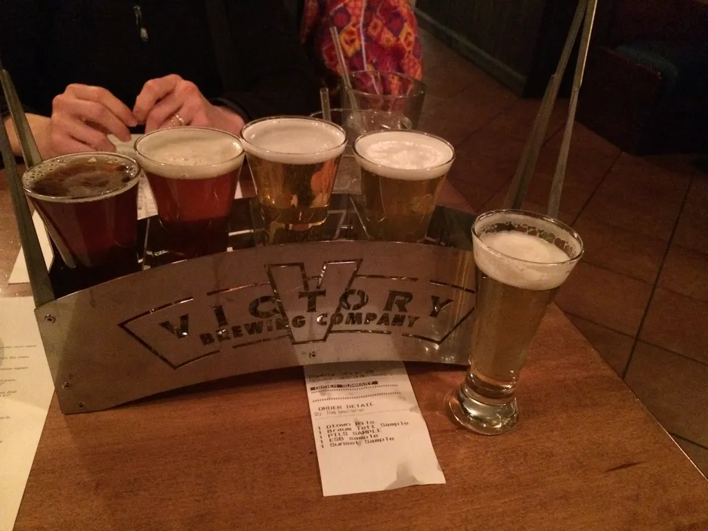 flight of beers at Victory