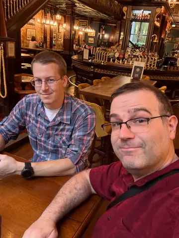 me and Matthew getting beer