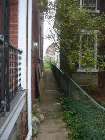 side walkway, from the west