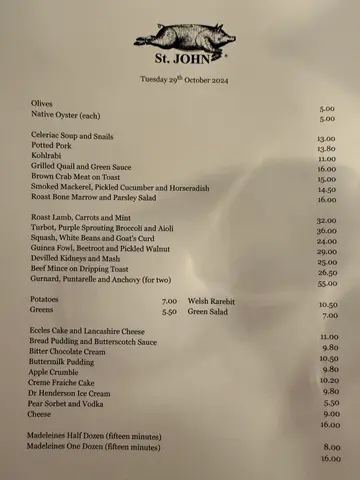 dinner at the St. John