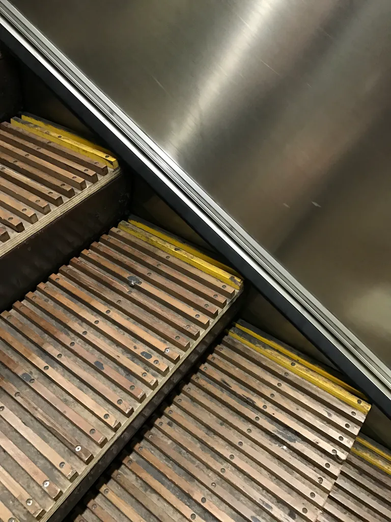 wooden escalators