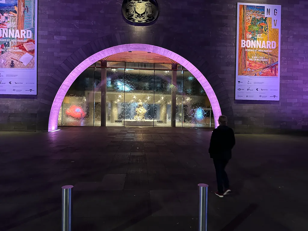 helen at the NGV at night