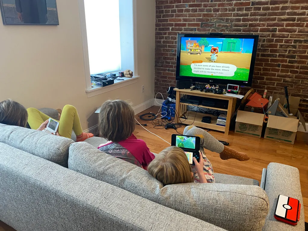 the kids visit for Animal Crossing