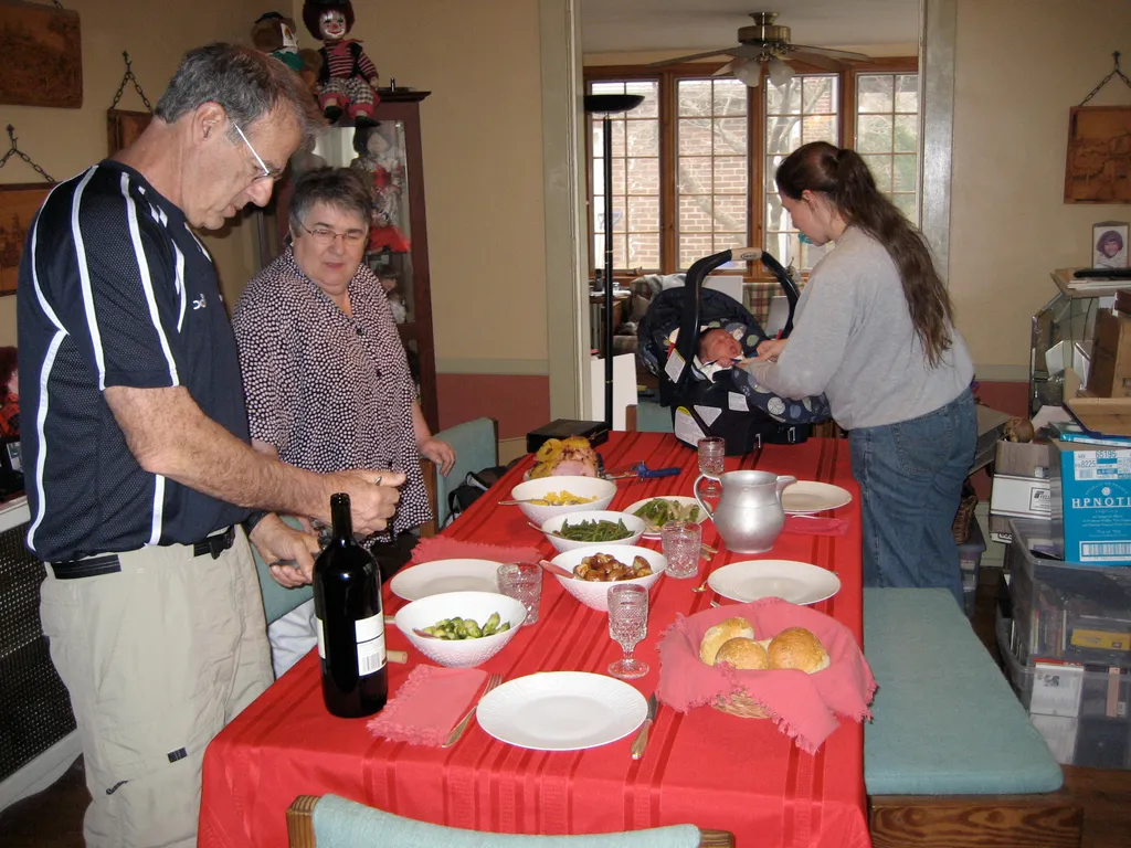 getting read to sit down to easter dinner