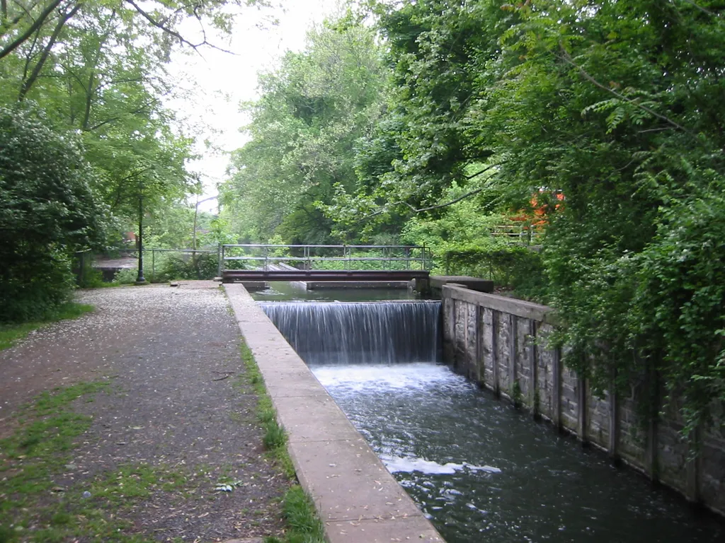 the towpath, canal lock