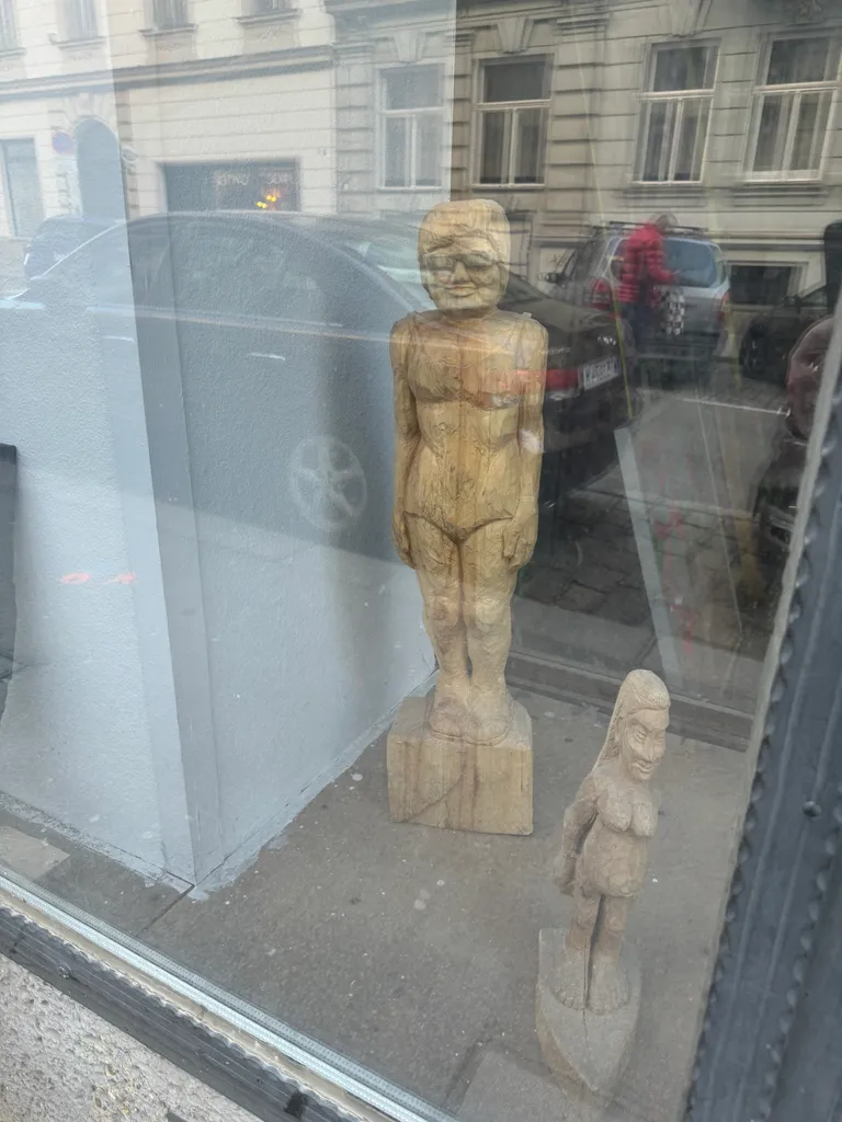 weird sculpture in a window