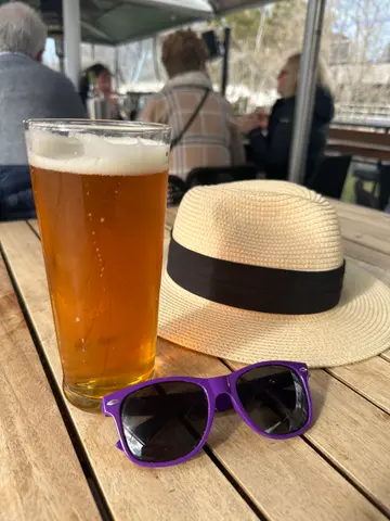 beer, sunnies, hat