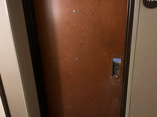 the hotel door they cut open