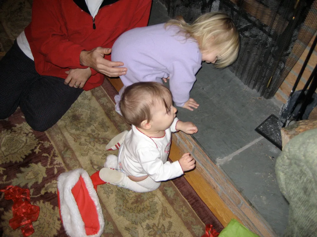 climbing into the fireplace