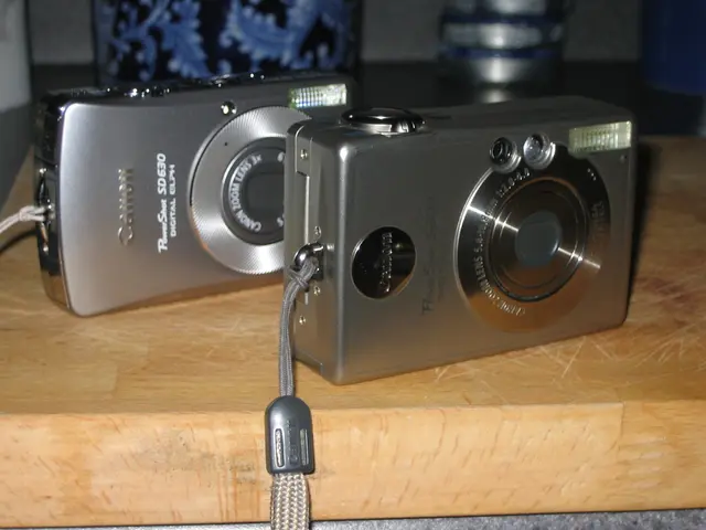 old and new cameras, three quarters