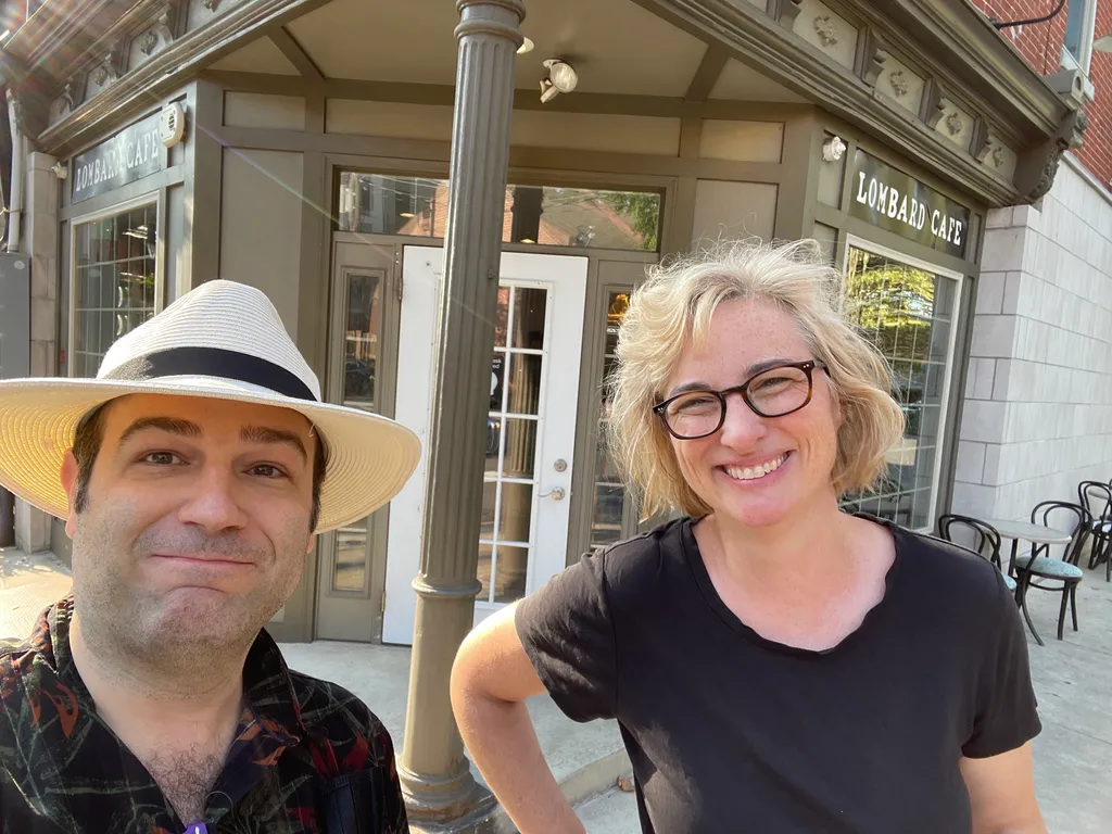 Helen and Rik outside Lombard Cafe