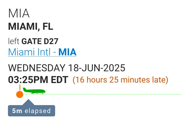 16h 25m late
