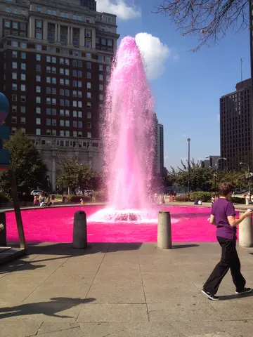 pink love park fountain