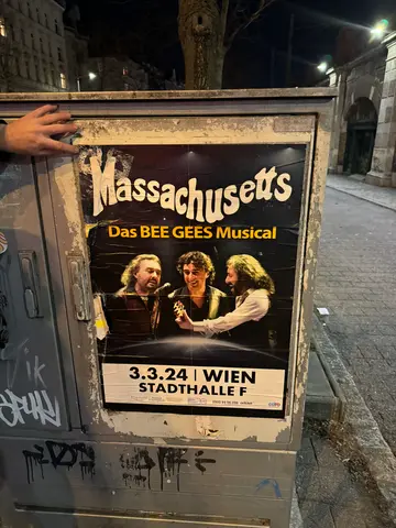an ad for the Bee Gees musical, "Massachusetts"
