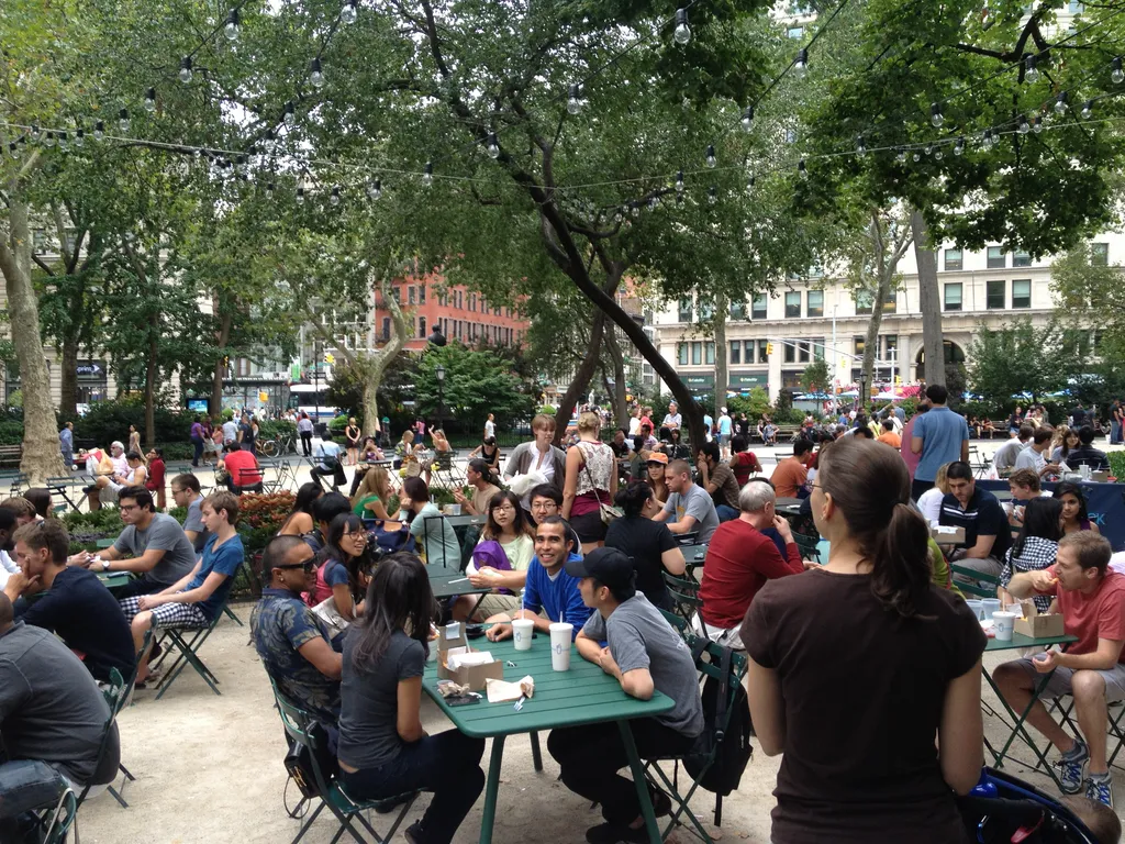 the crowd at madison sq. park near Shake Shack