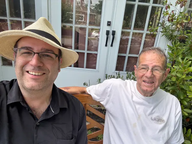 with dad on his new bench